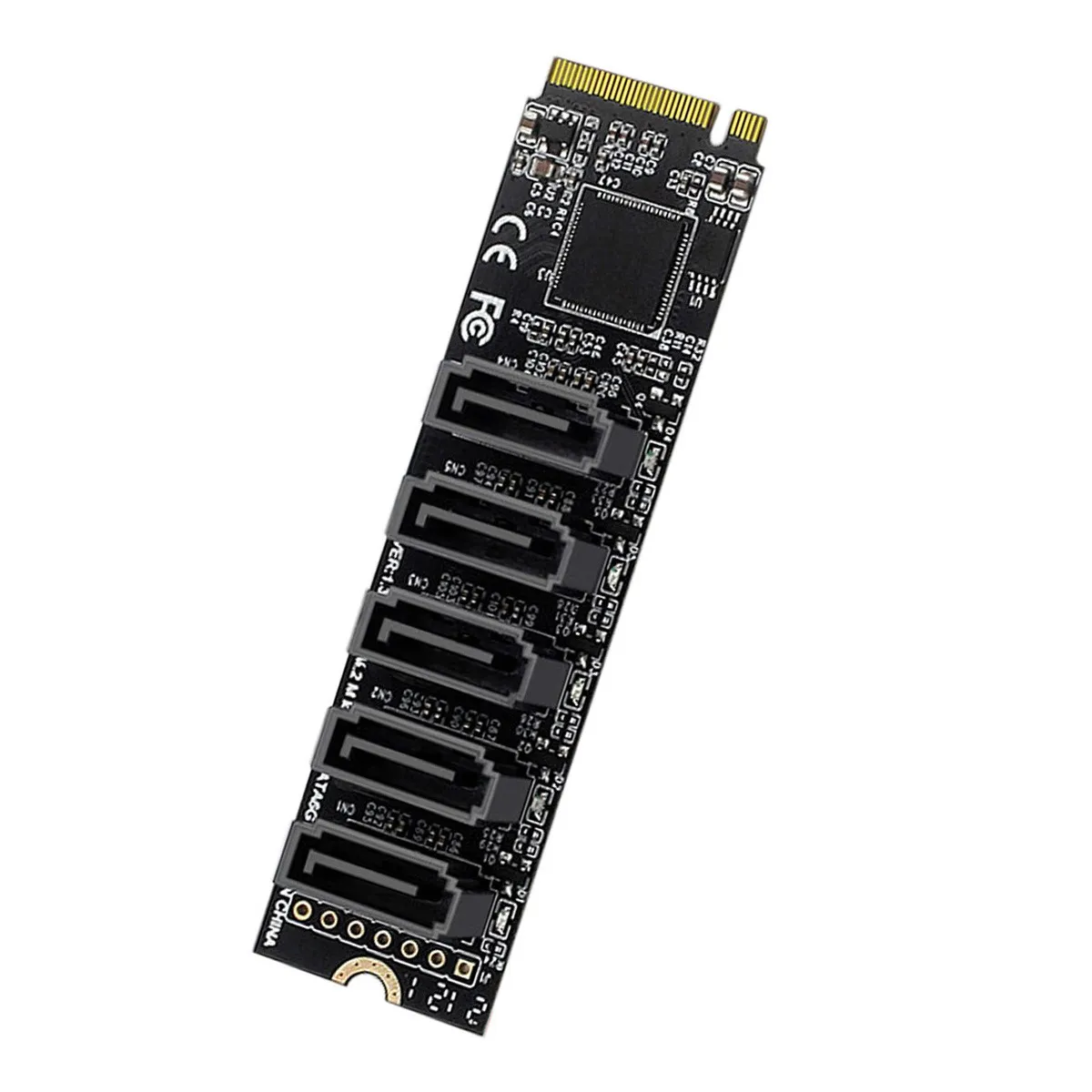 

CY 6Gbps 5 Ports Adapter Extension Card JMB585 2280 NGFF NVME M-Key PCI Express to SATA 3.0 Converter Hard Drive