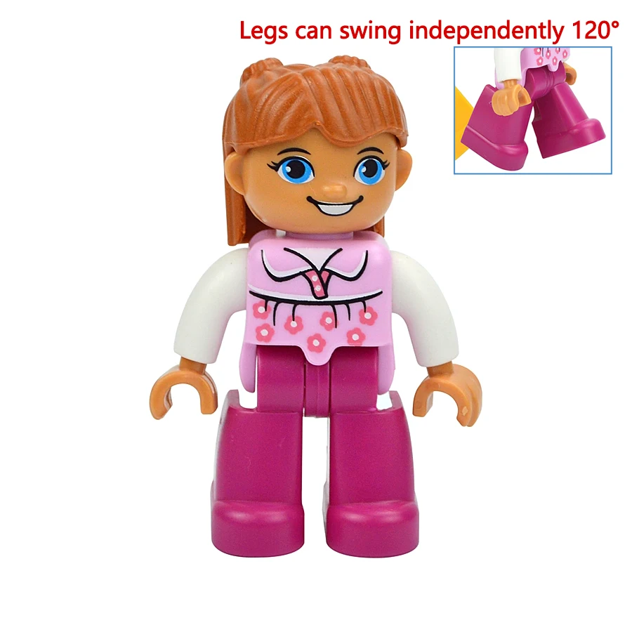 Jumbo Building Block Character Set - Farmer, Pirate, Worker, Doctor & Policeman Figures