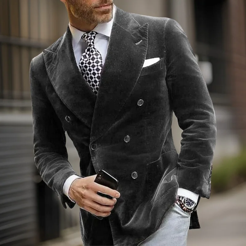 Men's Business Blazer Slim Fit 1 Pc Slim Fit Velvet Smoking Jacket Peak Lapel Made Italian Style Fashion Suit Coat