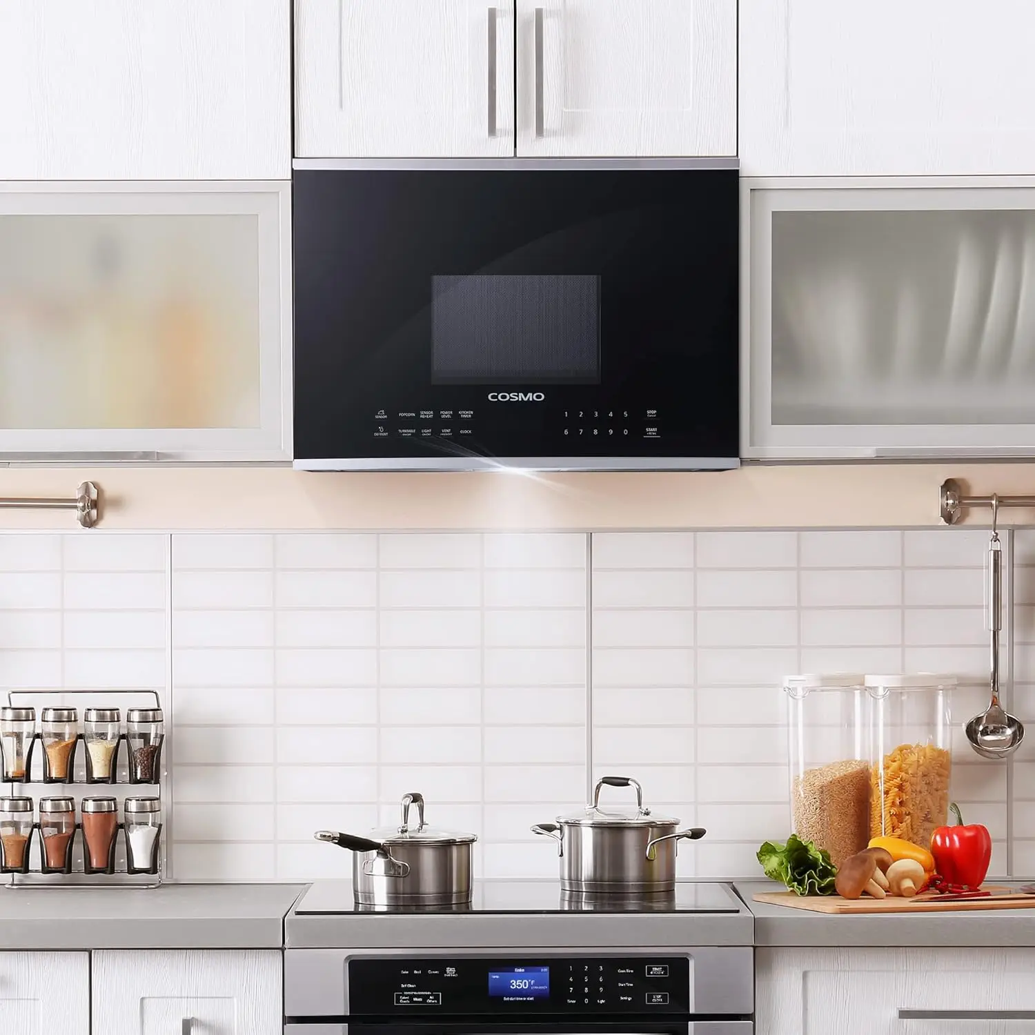 2413 1  Over the Range  Oven with Vent Fan, 1.34 cu. ft. Capacity, 1000W, 24 inch, Black / Stainless Steel 2