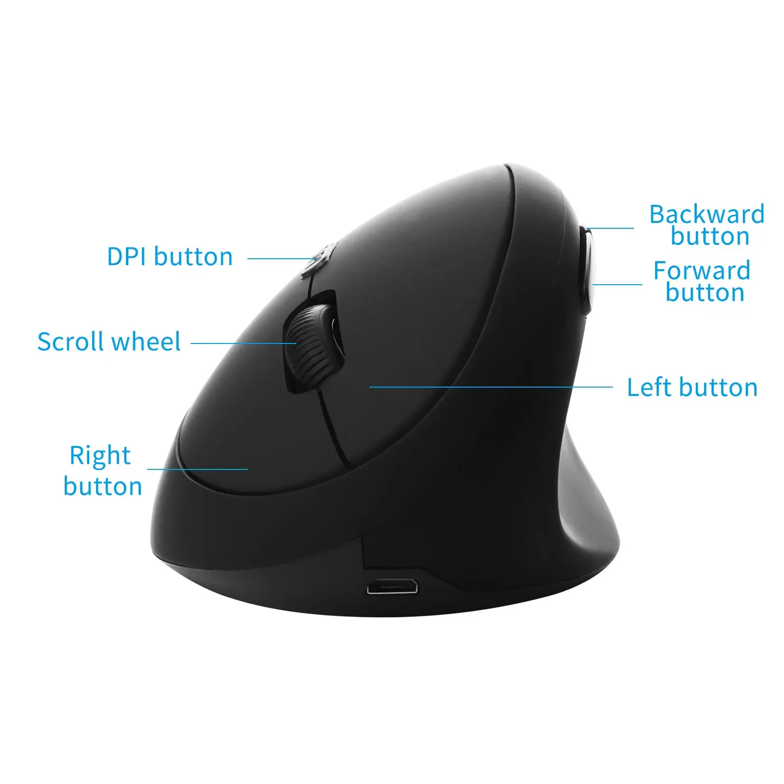 Chyi Rato Vertical Ergonômico 2.4g sem Fio Usb Recarregável 1600dpi Gamer Ratos 6d Mini Rato do Jogo para Computador Portátil pc - Imagem 4