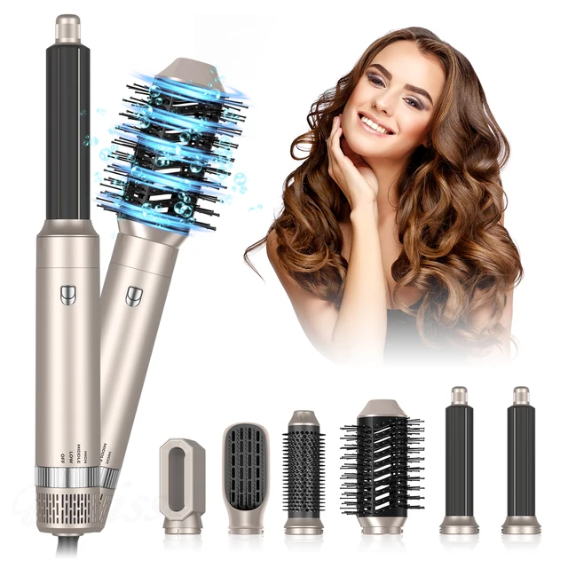 Hair Dryer 6 In 1 Hot Air Comb Curlers With Diffuser Electric Blow Dryer Professional Complete Multifunctional Hot Air Brush