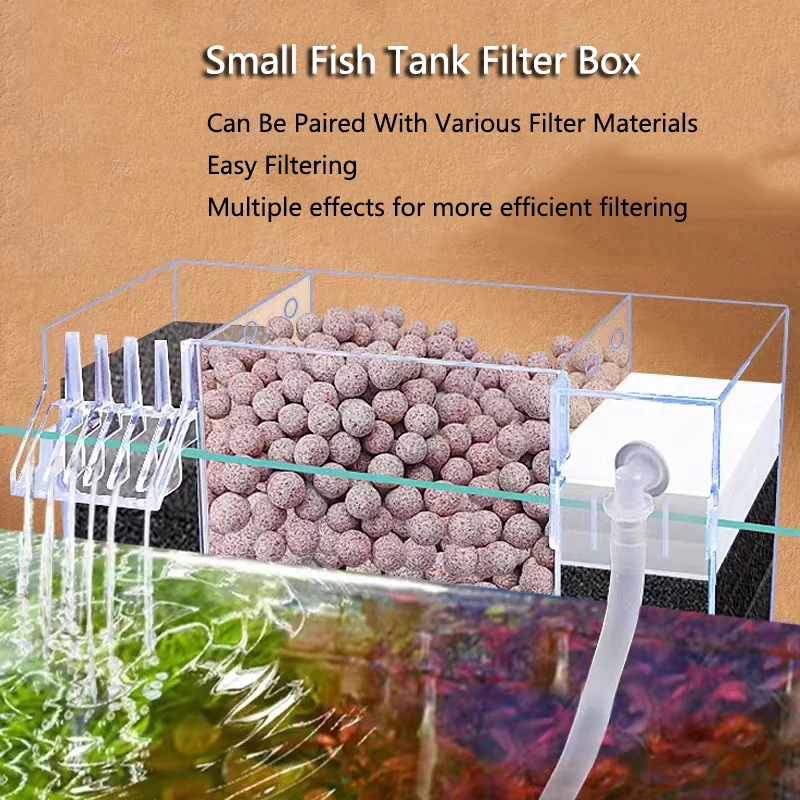 

Fish Tank External Filter Box Acrylic Filter Dry and Wet Separation Small Silent External Suspend Aquarium Drip Overflow New