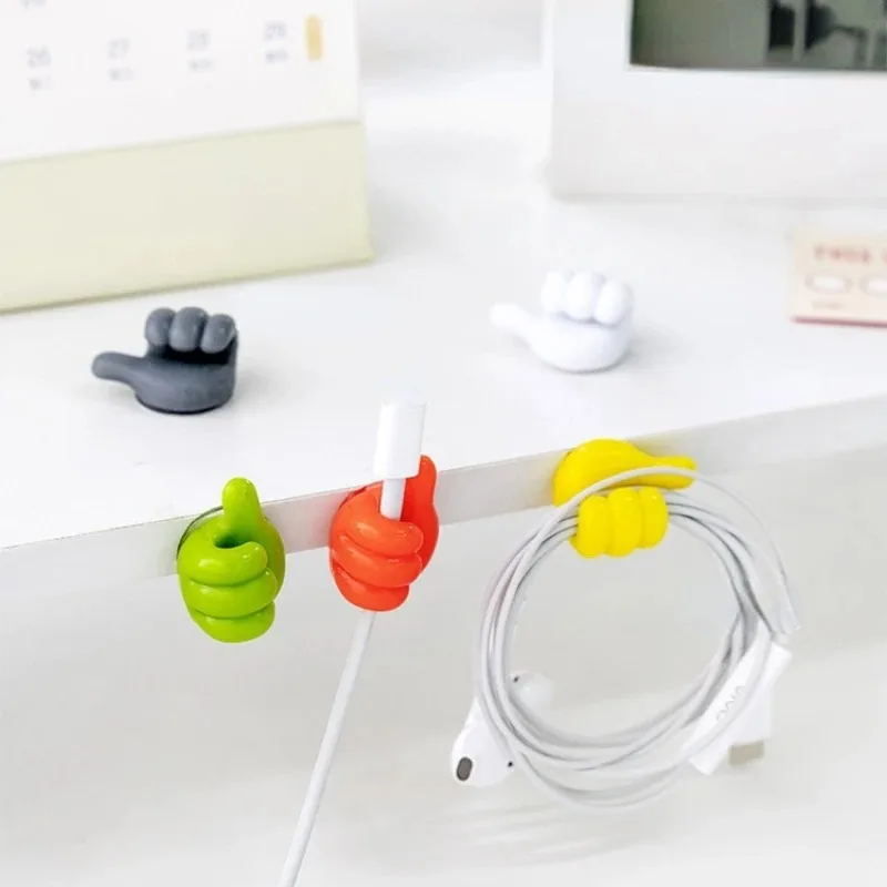 1/3/5pcs Thumb Hook Self Adhesive Wall Decoration Creative Silicone Key Hanger Hook Office Data Cable Clip Wire Desk Organizer