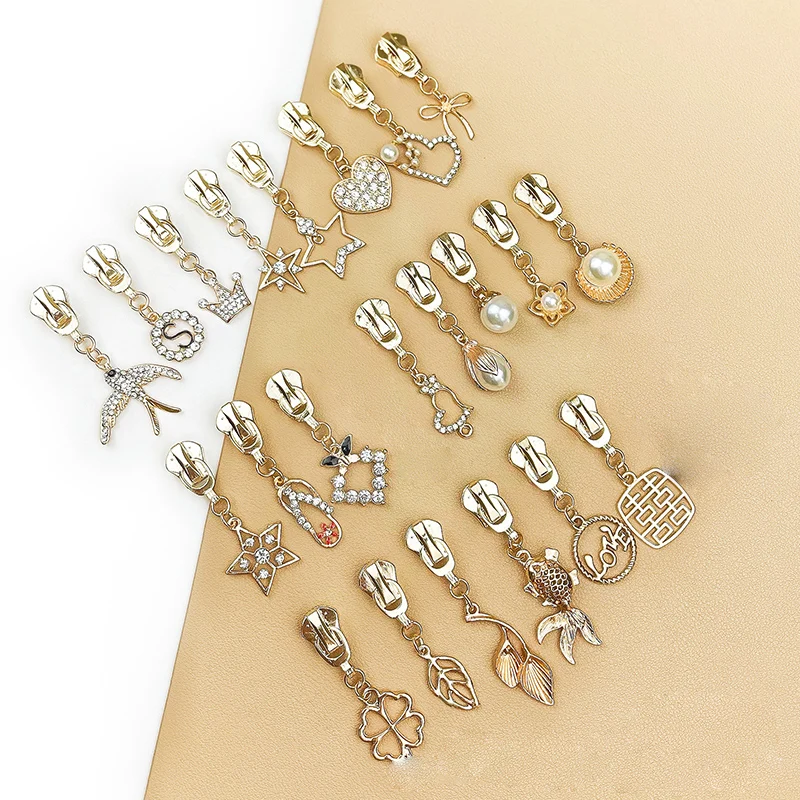 2Pcs Zipper Slider Use For 5# Metal Zip Decorative Cute Pendant Zipper Puller Ladies Clothes Bags Head Accessories P163N
