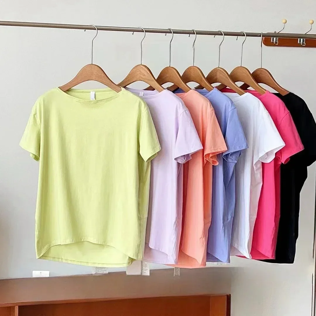 Lemon Women Back in Actio Yoga Short Sleeve Shirt Fitness Sport T-Shirt Summer Loose Breathable Soft Elastic Quick-Drying Top