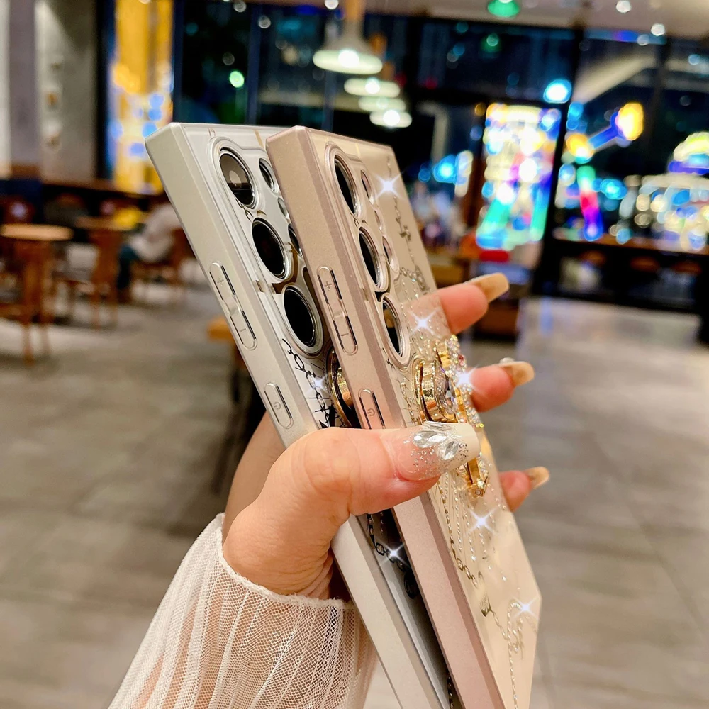 حافظة لامعة على شكل فراشة ماسية لامعة لهاتف سامسون...