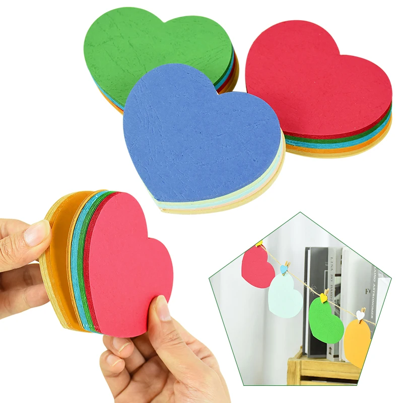 

50pieces heart-shaped note paper Student school office stationery Valentine's Day gifts message sticker Fluorescent sticky note
