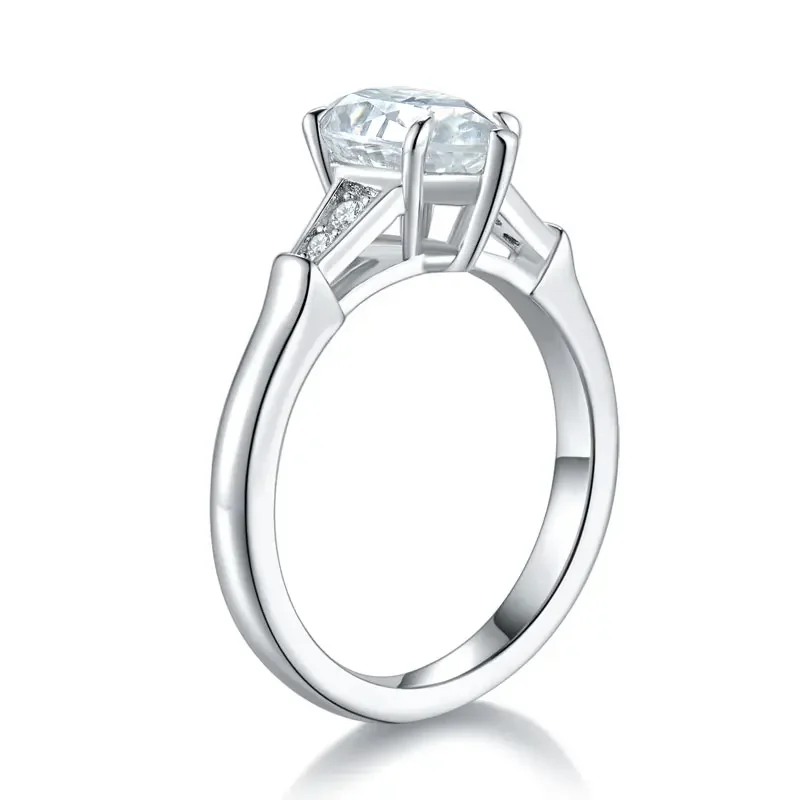 3-Stone All Moissanite Engagement Rings For Women Promise Solid 925 Sterling Silver Pear Cut 2ct D Color GRA Certificate