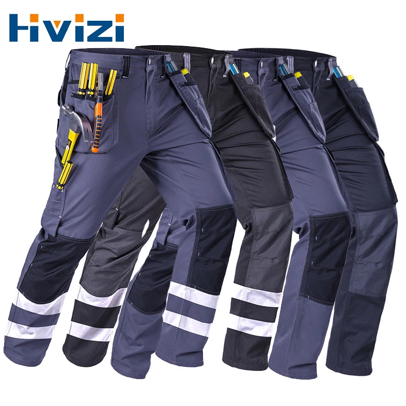 High Visibility Reflective Pants hi vis Functional Pockets Wear-resistance  Safety Trousers Work Pants for Men Cargo Pants - AliExpress