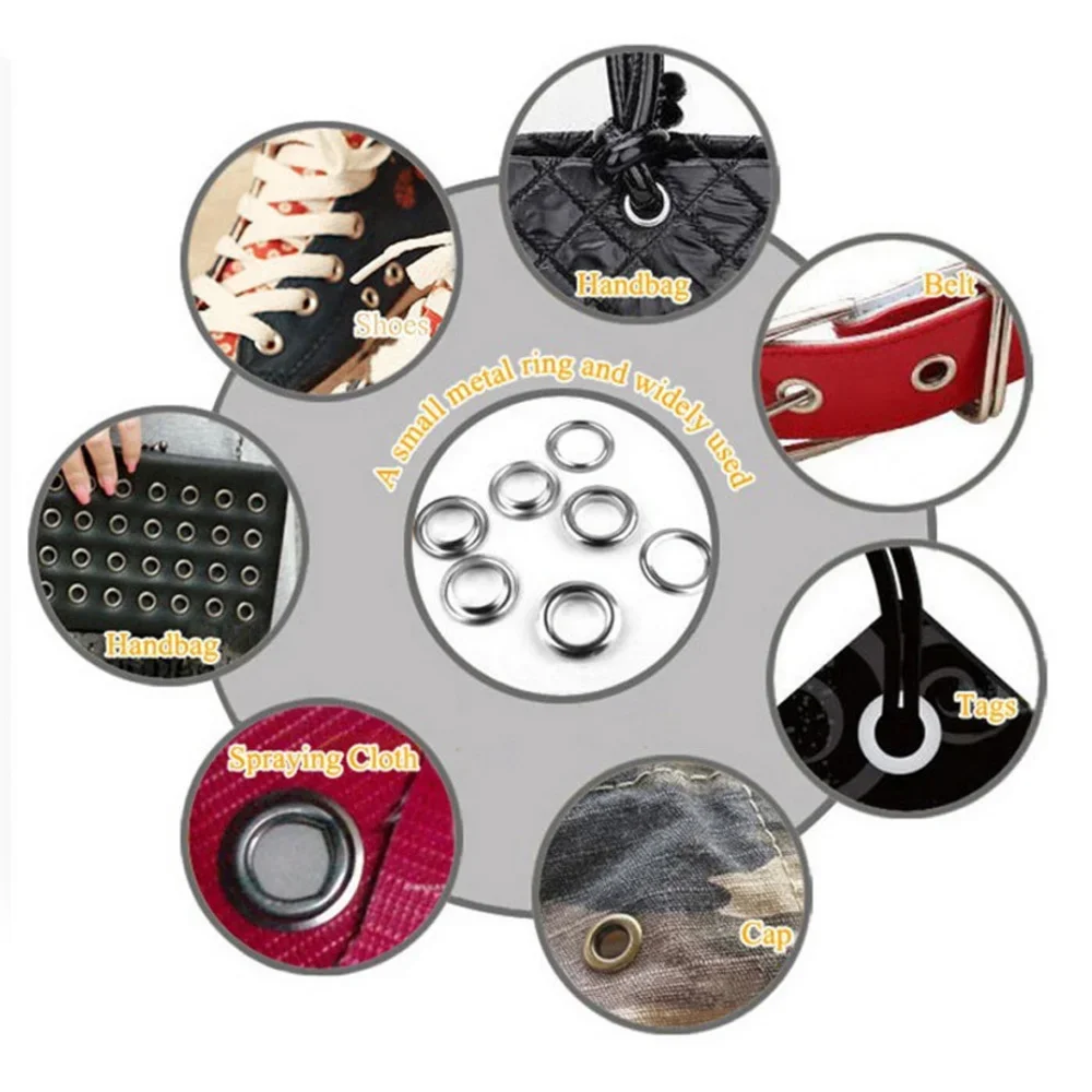 100 Sets Metal Eyelets Grommet LeatherCraft Shoses Belt 3.5-14mm Scrapbooking Eyelet for Sewing Clothes Accessories eyelet grommet ring eyelet grommet ring kit grommet eyelet kit