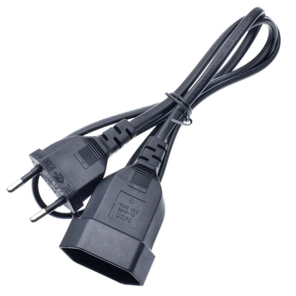 Premium European 2-Prong Power Extension Cord – VDE Certified Copper Cable, Multiple Lengths Available