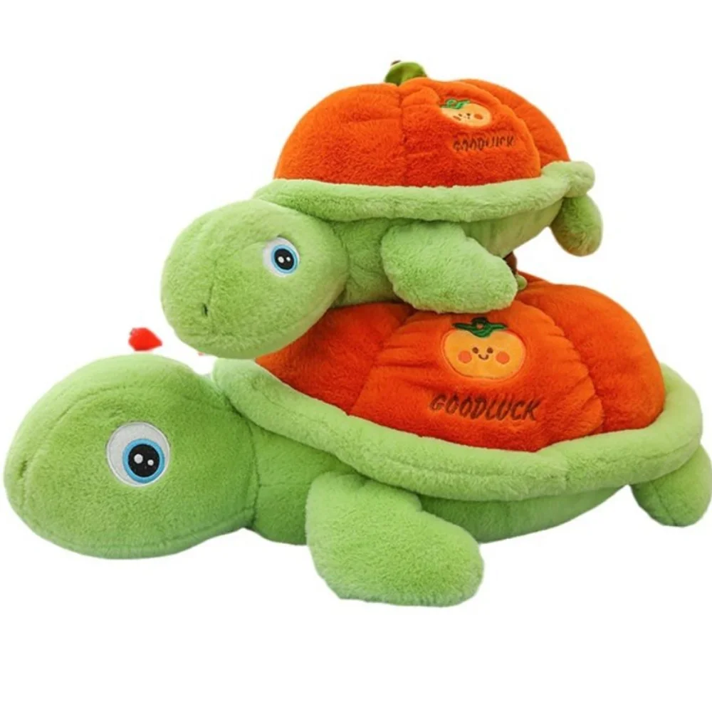 Fluffy Persimmon Tortoise Toys Collection Soft Turtle Stuffed Doll Cute Cartoon Turtle Animal Doll Birthday Christmas