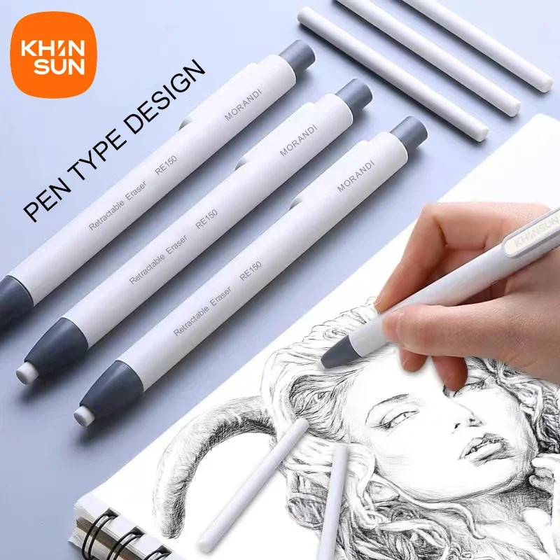Press Retractable Pencil Eraser Correction Supplies Pen Style Pencil Rubber Writing School Supplies Stationery