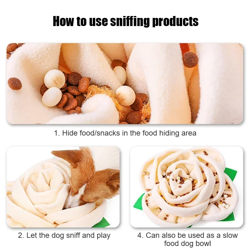 Rose Flower Pet Dog Snuffle Mat Nose Smell Training Pad Dog Puzzle Toy Slow Feeding Bowl Food Dispenser Washable Toys