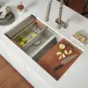 Stainless Steel Double Bowl Undermount Kitchen Sink with Workstation Ledge Cutting Board Colander 2