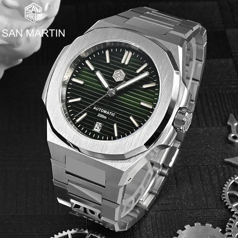 

San Martin Luxury Men Watch 43mm PT5000 Vintage Classic Business Dress Automatic Mechanical Watches Sapphire 20Bar reloj BGW-9