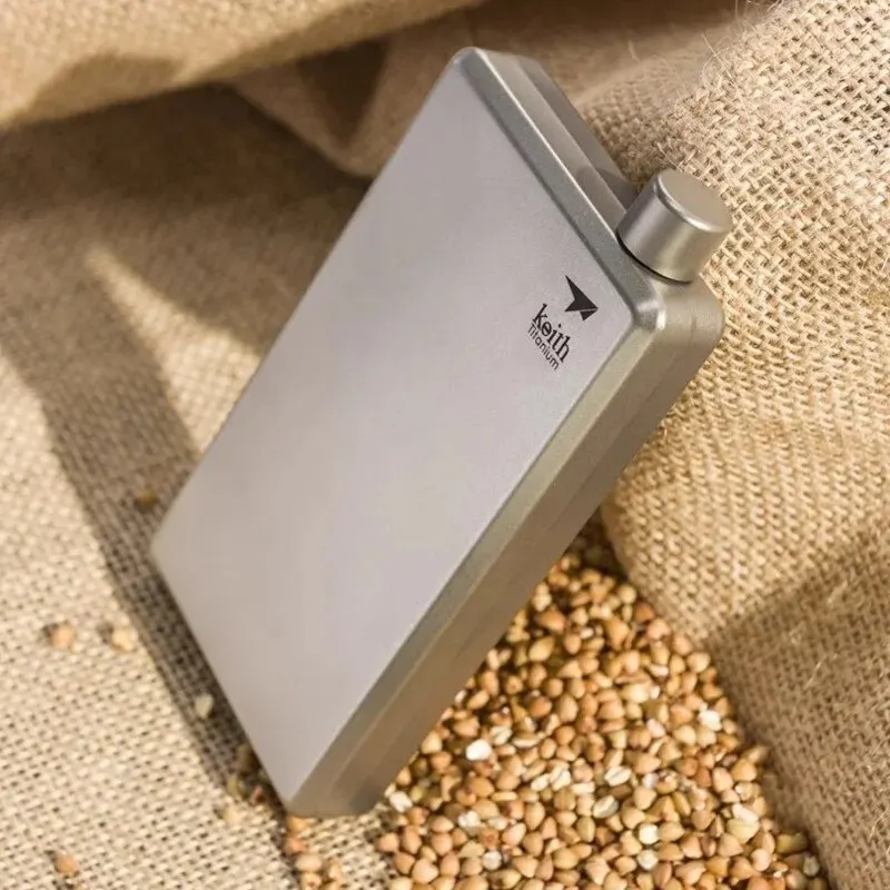 Keith Pure Titanium Hip Flask With Funnel 100ml Drinkware Outdoor Sports Camping Hiking Pot Whiskey Wine Alcohol Bottle 4