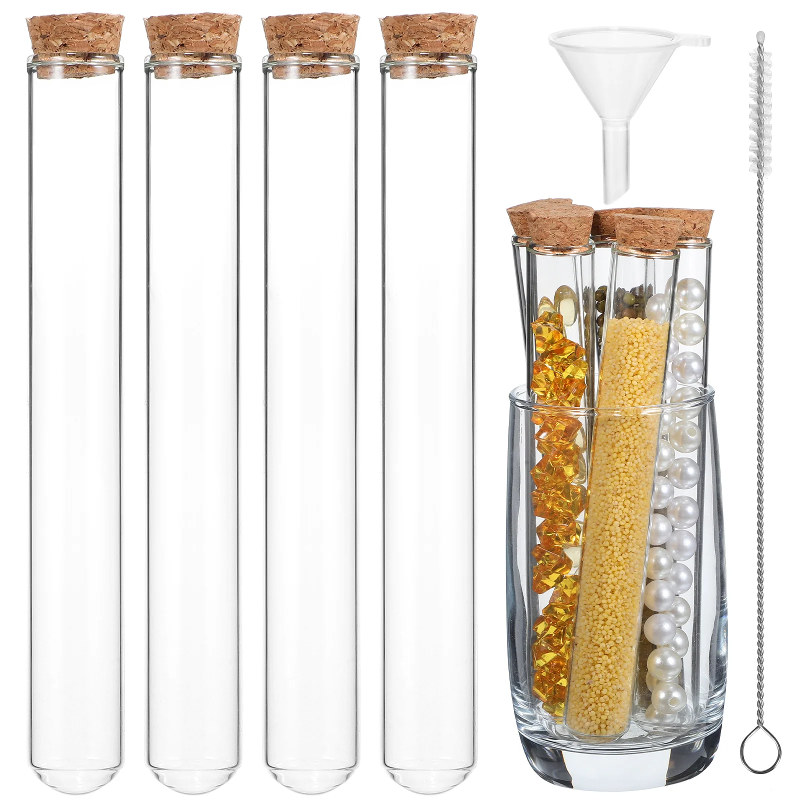 

Test Tubes Lids Glass Test Tubes Corks 30Ml Test Lab Tubes Funnel Cleaning Brush Plants