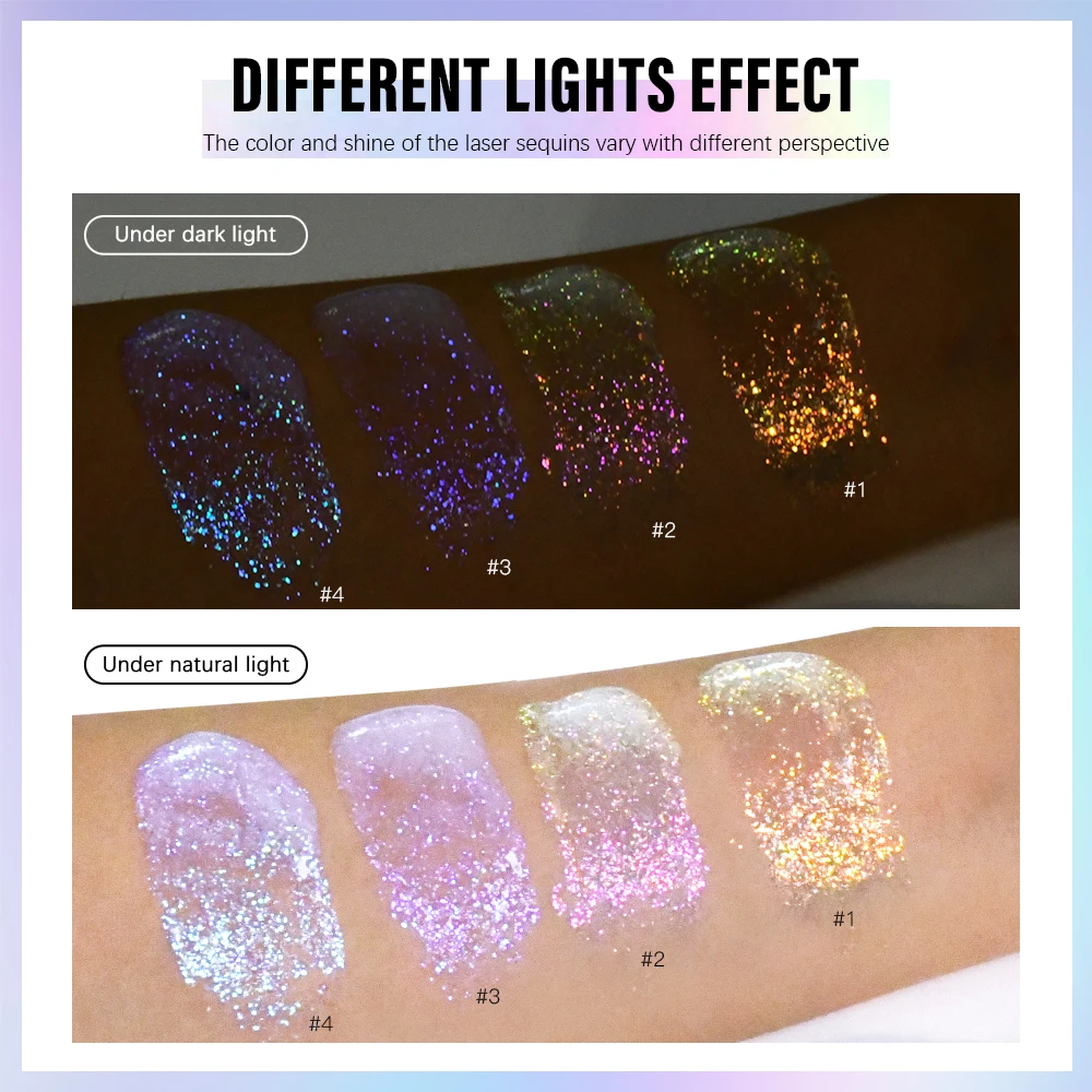 30ml Glitter Gel Eye Shadow Liquid Face Body Large Sequin Gel Multifunctional Colorful Loose Sequins Cream Party Decoration 6
