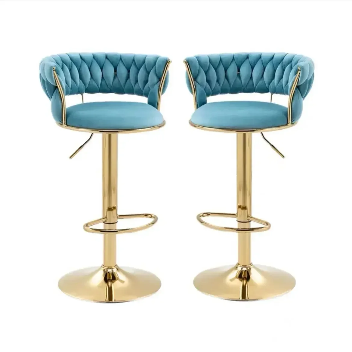 Set Of 2 Iron Bar Bar Stool Light Luxury Back Chair Bars Chair Can Rotate And Lift Home Bars High Stool Kitchen Stools