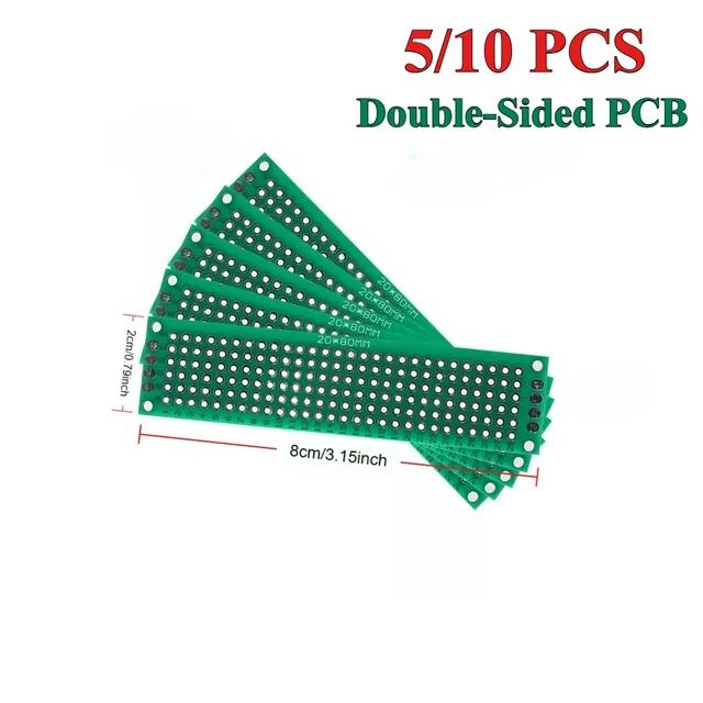 5/10pcs 2x8CM Double Sided Protoboard PCB Board Universal DIY  Green Prototyping Boards, for Arduino