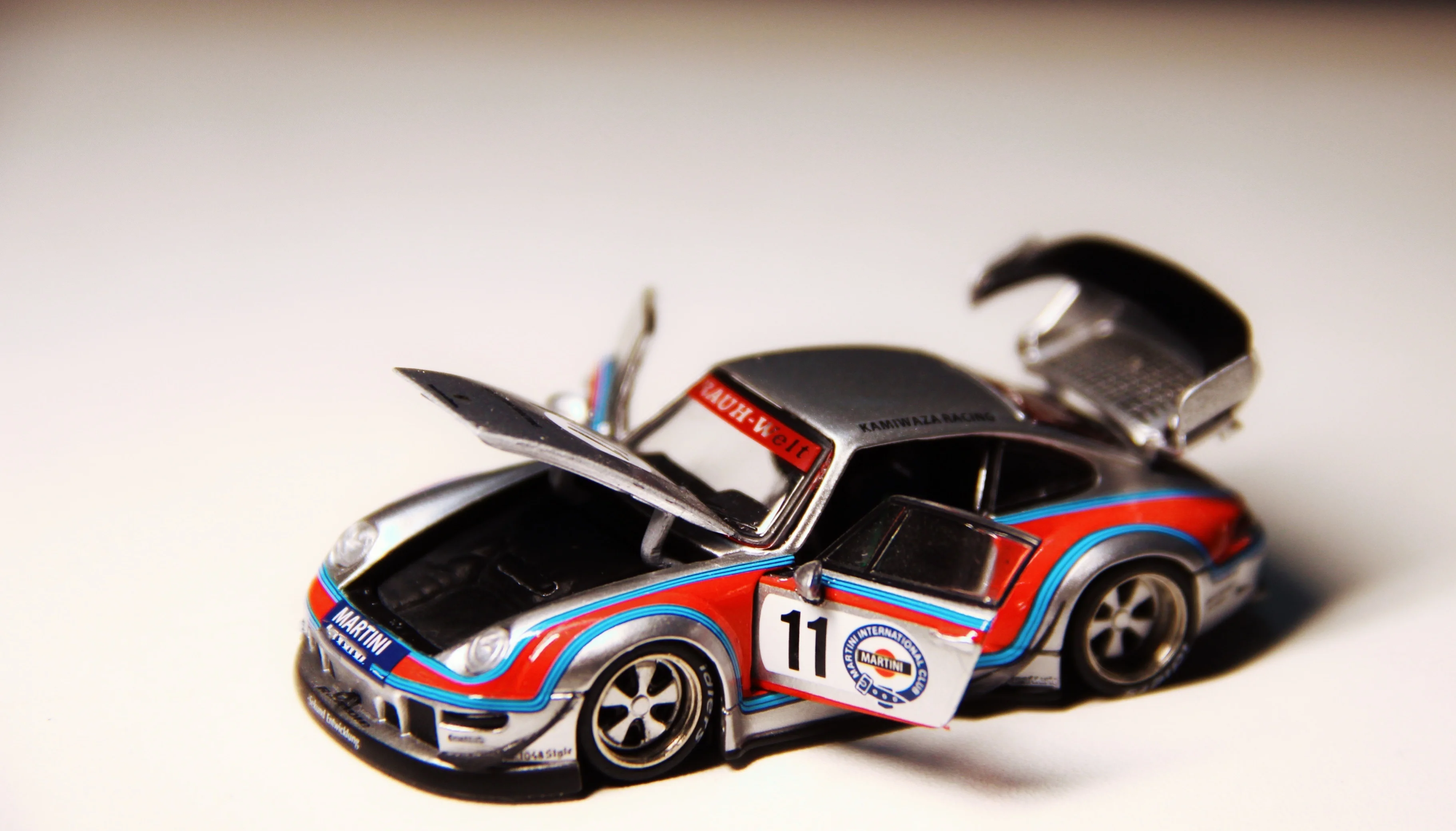 

Stocks PGM 1/64 RWB 993 Martini Silver Red Color Diecast Fully-Opened In 2023 Collection Gift Scale Model Car