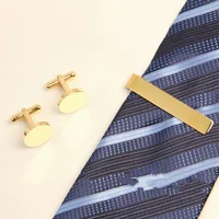 1 Set Men's Cufflinks & Tie Clips Set Silver Gold Color Cufflinks For Mens Shirt Cuffs Cufflink Father's Day Gift