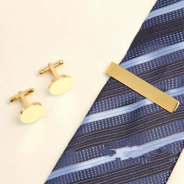 1 Set Men's Cufflinks & Tie Clips Set Silver Gold Color Cufflinks For Mens Shirt Cuffs Cufflink Father's Day Gift