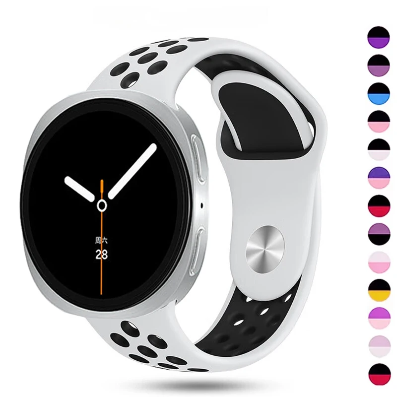 Silikon-Sportuhrenarmband für Samsung Galaxy Watch 8 40 m/44 mm, atmungsaktives Armband, Galaxy Watch 8 Classic 46 mm, Zubehör