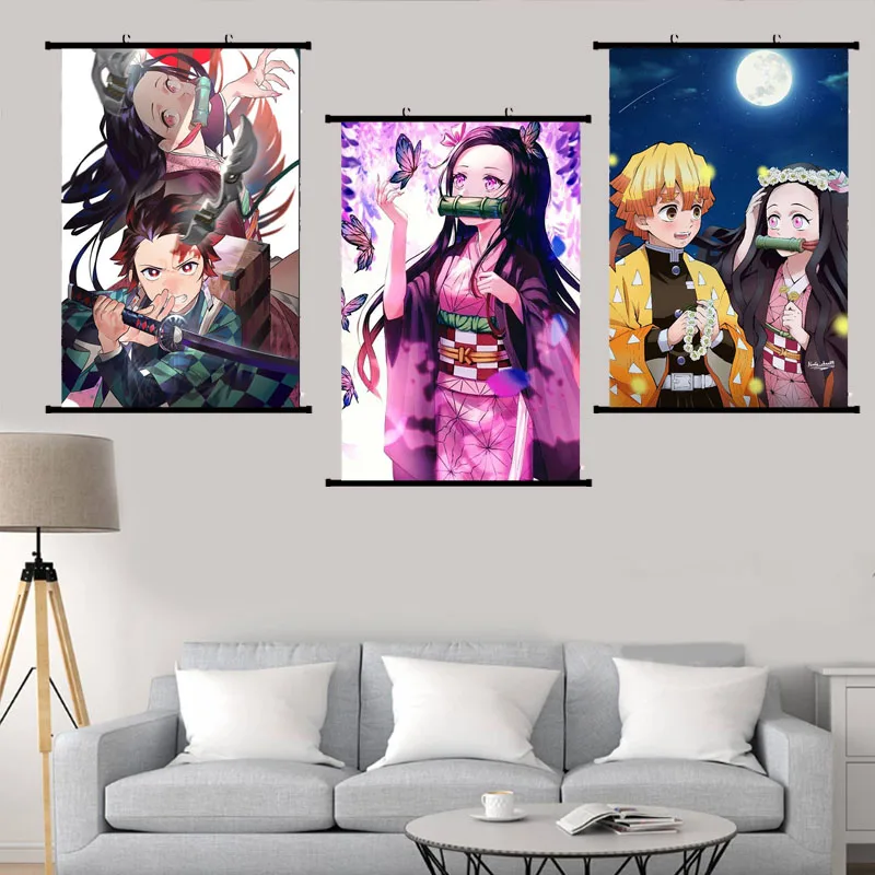 More Style Anime Demon Slayer: Kimetsu No Yaiba Kamado Tanjirou Kamado  Nezuko Film Print Silk Poster Home Wall Decor - Painting & Calligraphy -  AliExpress