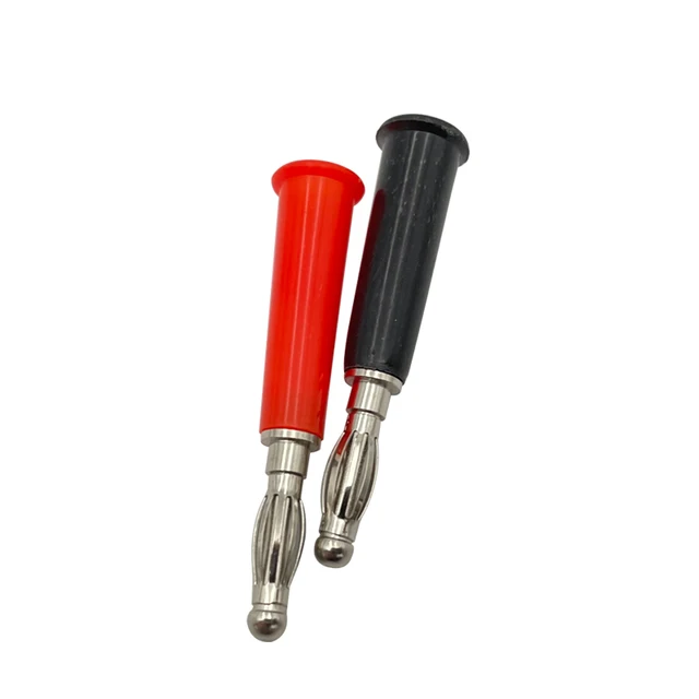 40pcs New 4mm Banana Plug Connector Screw-type Banana Head Black And Red Color Nickel-plated Plastic Banana Plug Silvery 2