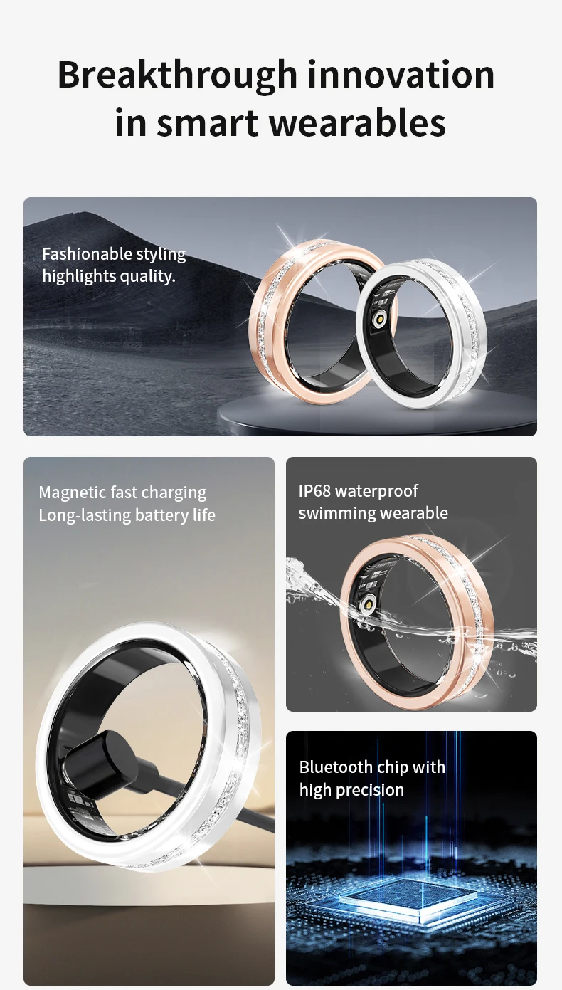 Danoz RingSmart Diamond smart ring heart rate sleep tracking Bluetooth titanium steel