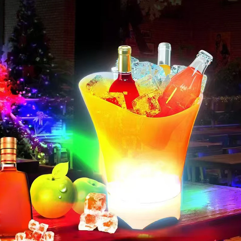 New 5L 6 Color LED Ice Bucket Waterproof Plastic Light Up Champagne Beer Buckets For Bars Nightclubs Night Party