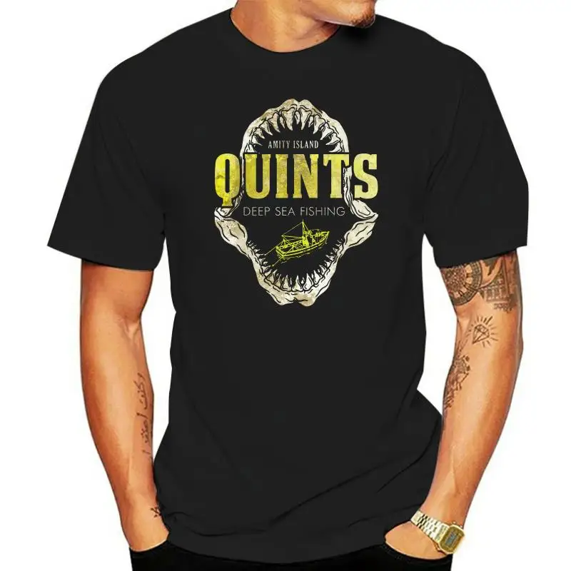 

Quints Fishing Jaws Movie T Shirt Amity Island Poster Retro Distressed Print DVD Cool Casual pride t shirt men Unisex New