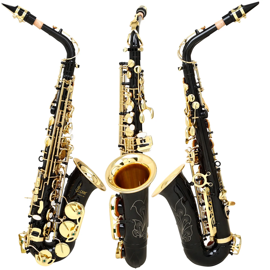 SLADE Black Gold Alto Saxophone Student Alto Saxophone E Flat Beginner Complete Set with Case Mouthpiece Strap Reed