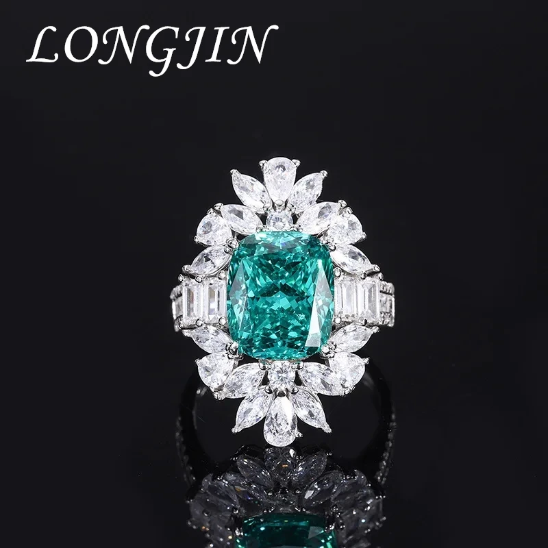 

S925 Sterling Silver Paraiba Gemstone Crystal Drop Crystal Wedding Ring Set for Couple Luxury Women's Accessories Gift Coquette