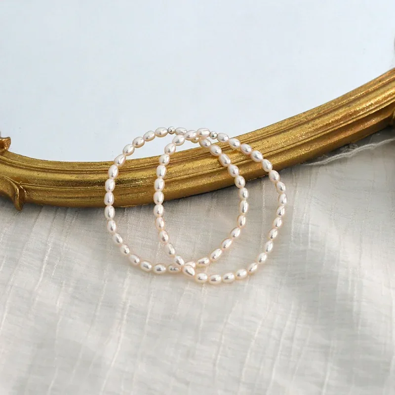 Bracelet Gourmette Perles D'eau Douce Roses Et Blanches - Véritable - Neuf Avec étiquettes