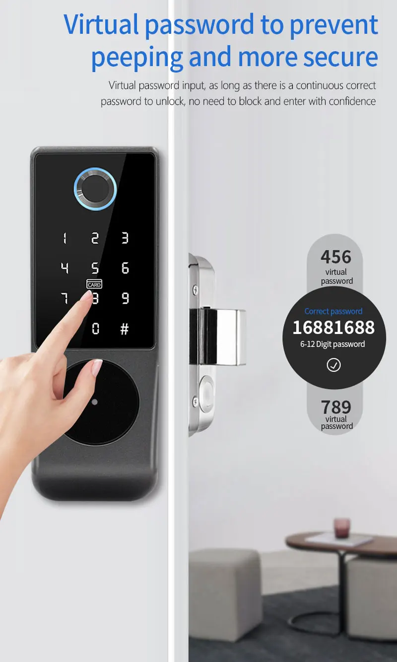 Tuya Wifi APP Control Smart Fingerprint RFID Card Outdoor Door Intelligent Lock