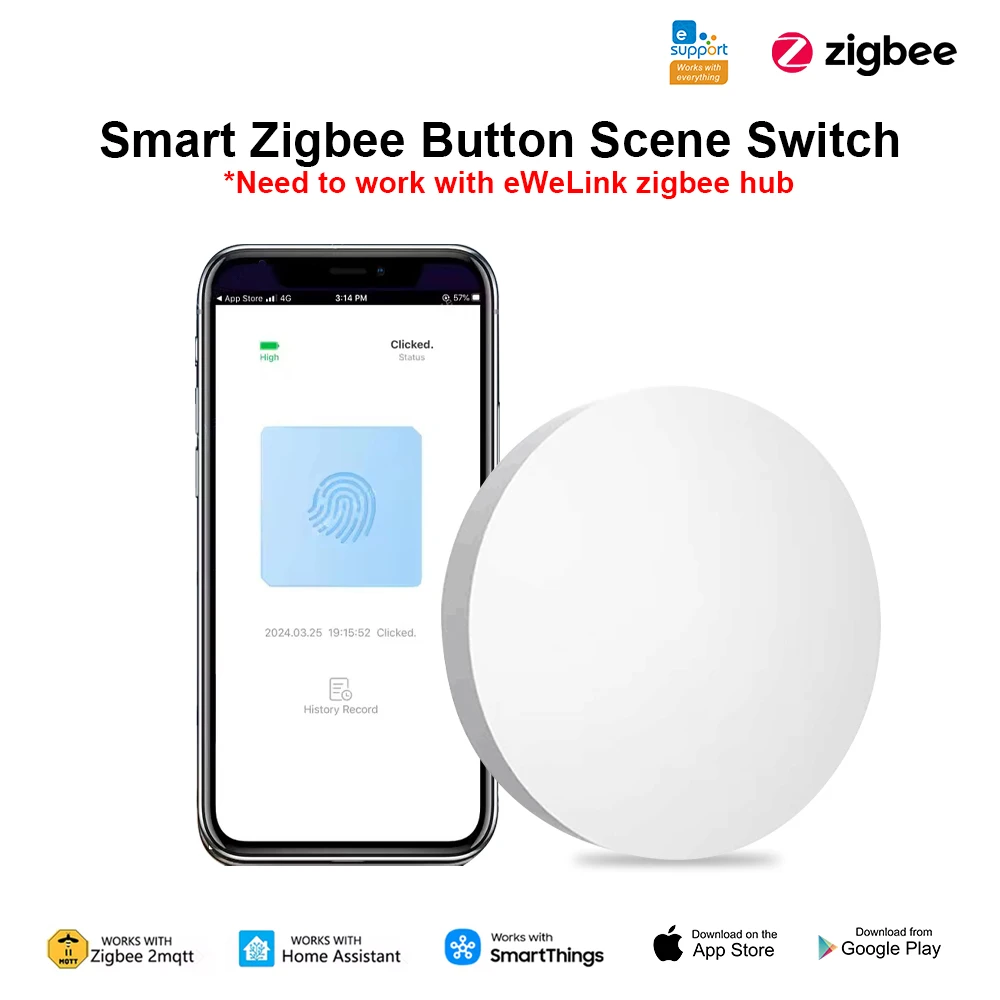 Ewelink Zigbee Switch Push Scene Button Switch Wireless Remote On Off Key Contro