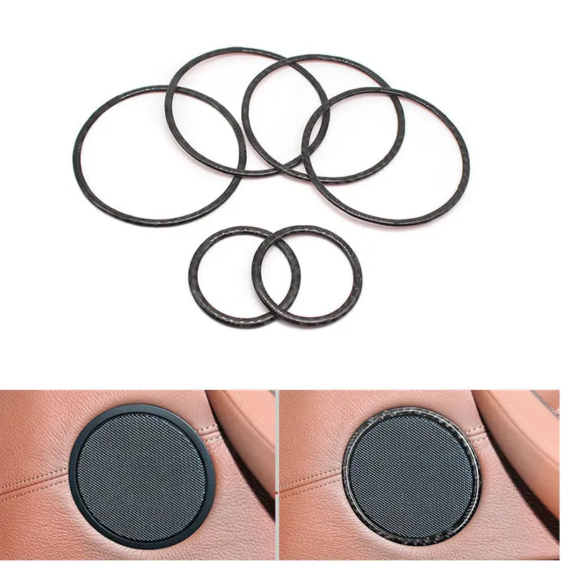 

4pcs / 6pcs Car Styling Real Carbon Fiber Door Audio Speaker Ring Sticker Loudspeaker Cover Trim For BMW X5 X6 F15 F16 2014-2018