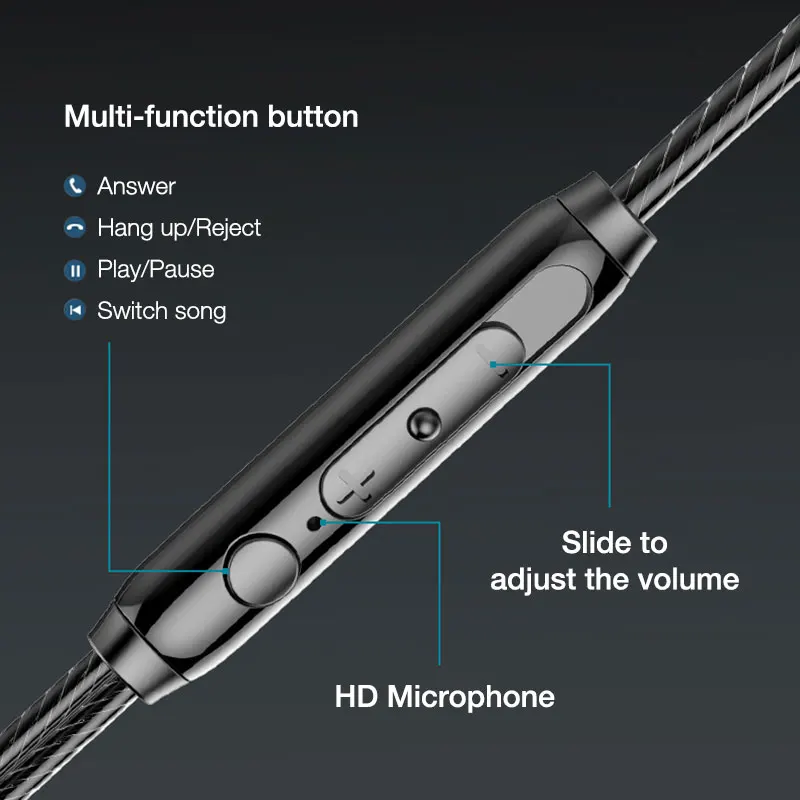 Enhanced Wired Headphones with Heavy Bass and Built-In Microphone