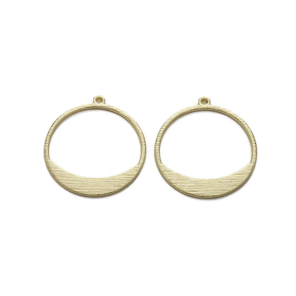 

10Pcs KC Gold Round Textured Hoop Moon Charms Pendant Diy Women Earrings Necklace Findings