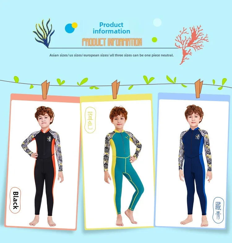 Description Picture 3 of itemChildren's swimsuit boys sunblock one-piece wetsuit Long sleeve Medium and large children quick-drying jellyfish swimsuit surf