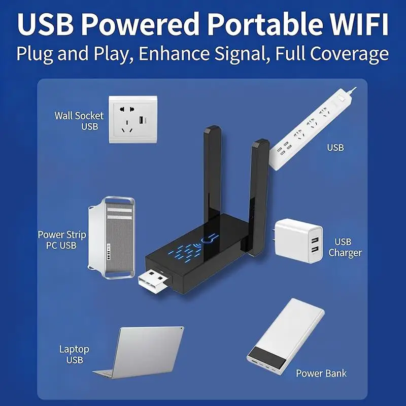 듀얼 밴드 1300Mbps WiFi USB 어댑터 2.4G/5Ghz Wi-Fi 동글 USB3.0 802.11AC PC/노트북용 4안테나 무선 수신기 드라이버 무료
