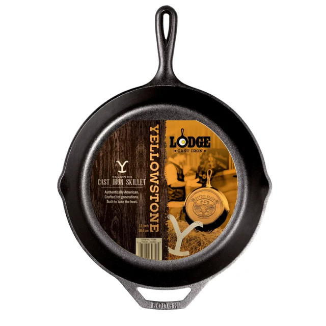 Lodge Yellowstone 17 inch Seasoned Cast Iron Bull Dual Handle Skillet