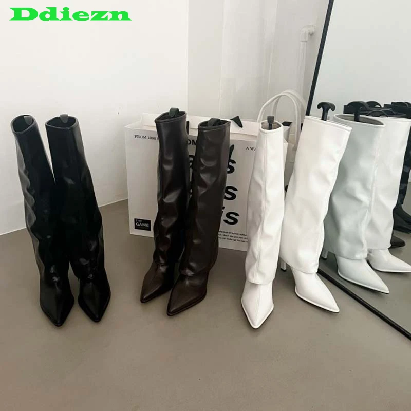 

Fashion Modern Boots Women Female Shoes For 2023 Autumn Pointed Toe Knee-High Summer New Pumps Western Ladies Sandals Boots