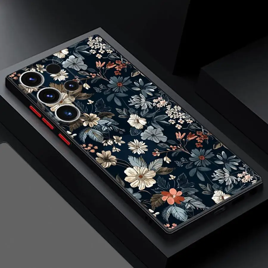 Shockproof Matte Phone Case with Small Floral Pattern