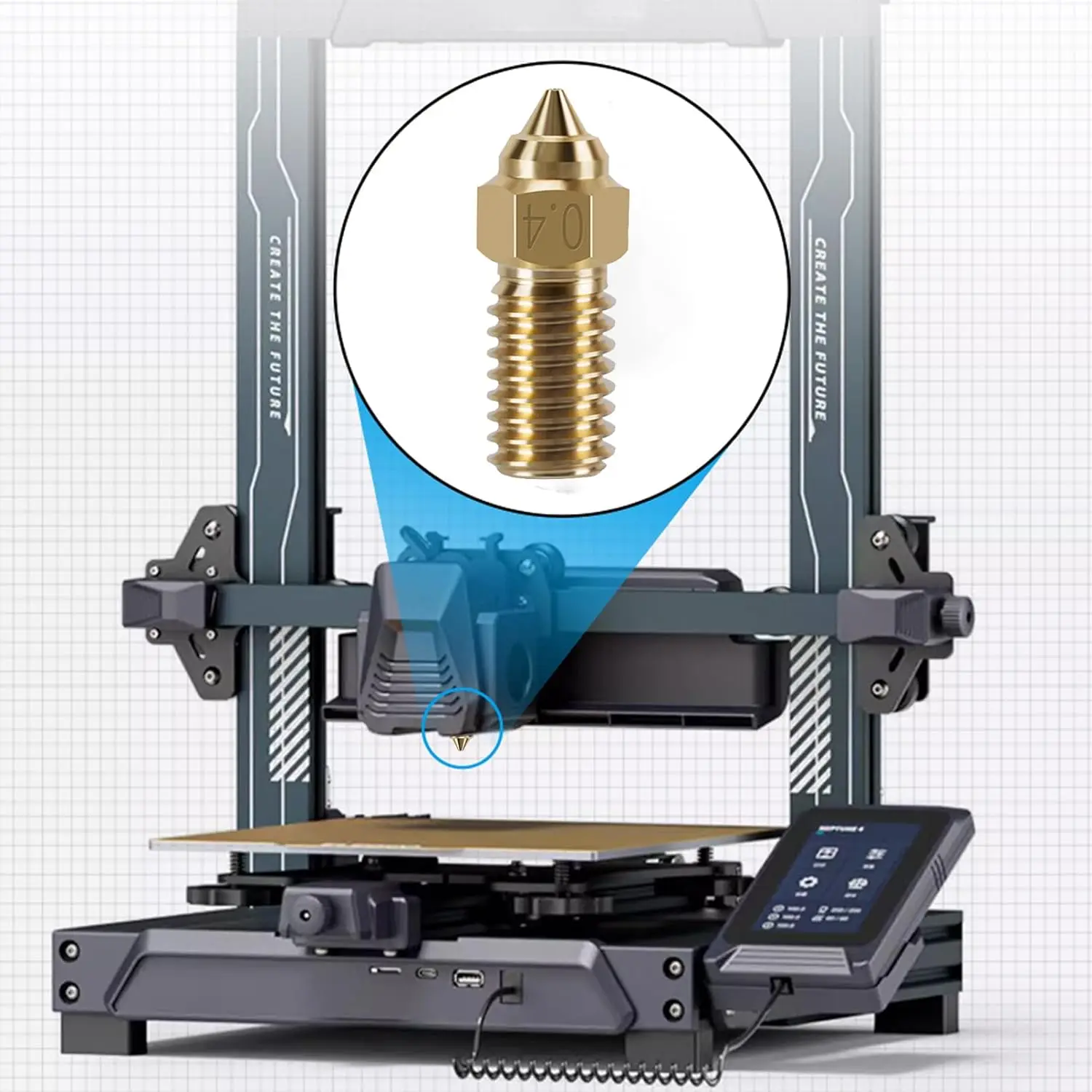 5/10PCS Elegoo Neptune 4, Neptune 4 Pro 핫 엔드 노즐 교체 부품 용 3D 프린터 0.4mm 고속 황동 노즐 키트