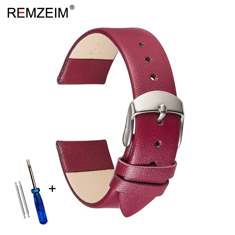 Sleek Genuine Leather Watch Strap in Multiple Colors and Sizes